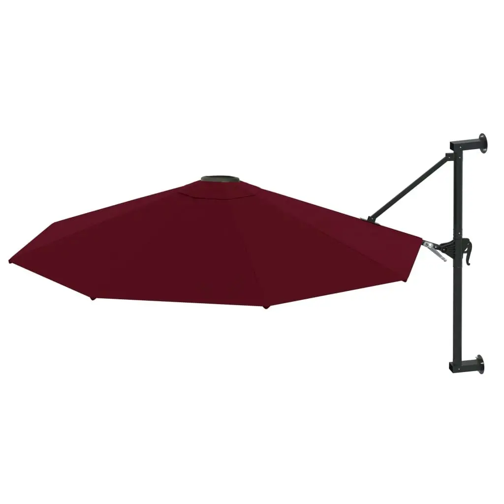 Wall-Mounted Parasol with Metal Pole 300 cm Burgundy 47298