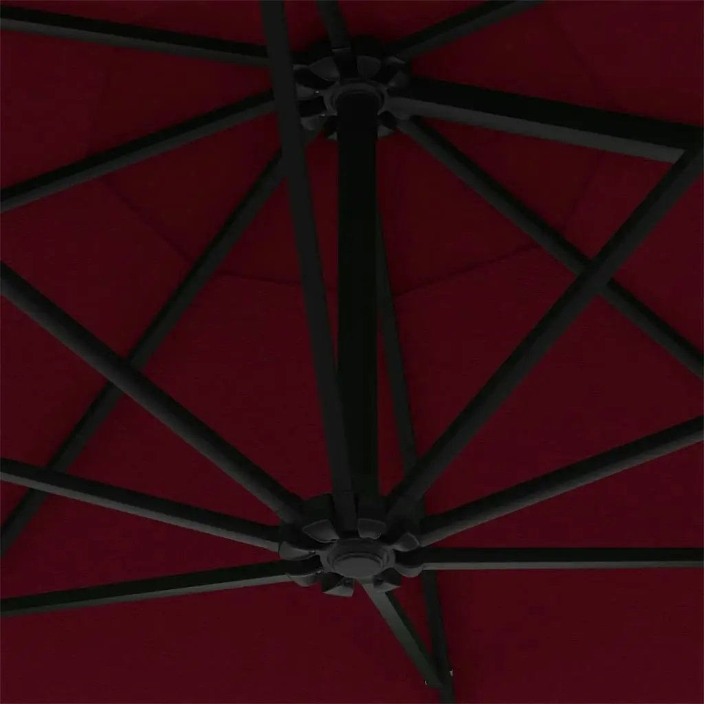 Wall-Mounted Parasol with Metal Pole 300 cm Burgundy 47298