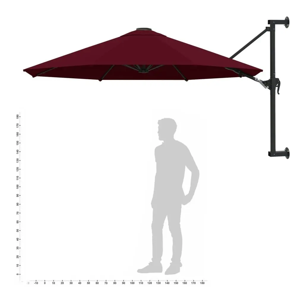 Wall-Mounted Parasol with Metal Pole 300 cm Burgundy 47298