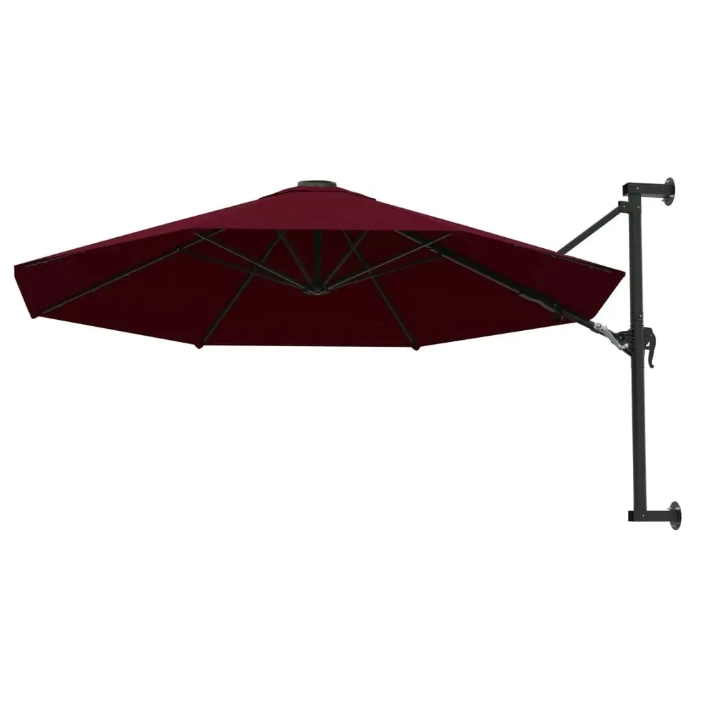 Wall-Mounted Parasol with Metal Pole 300 cm Burgundy 47298