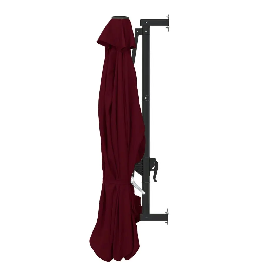 Wall-Mounted Parasol with Metal Pole 300 cm Burgundy 47298