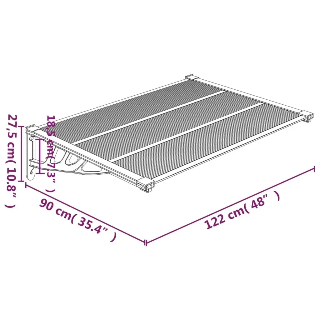 Door Canopy Black 122x90 cm Polycarbonate 153697