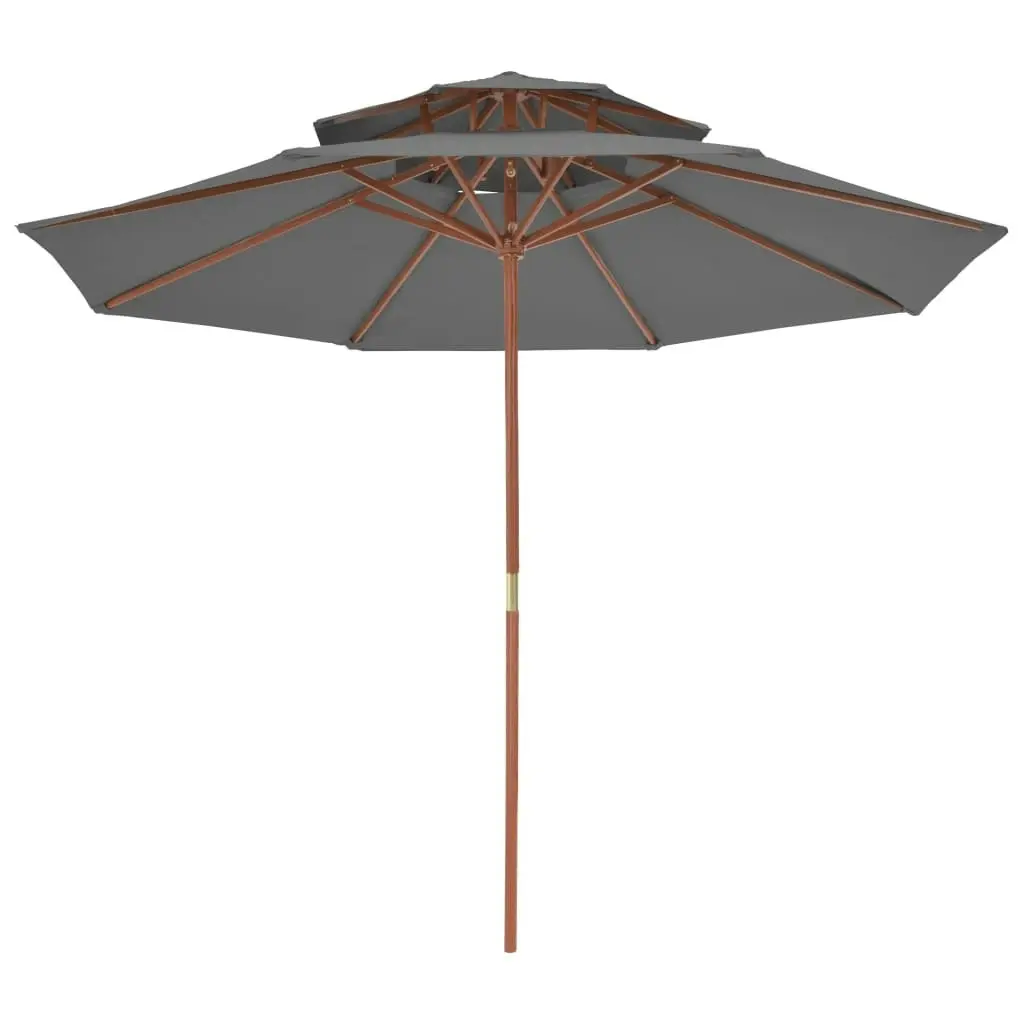 Double Decker Parasol with Wooden Pole 270 cm Anthracite 44519