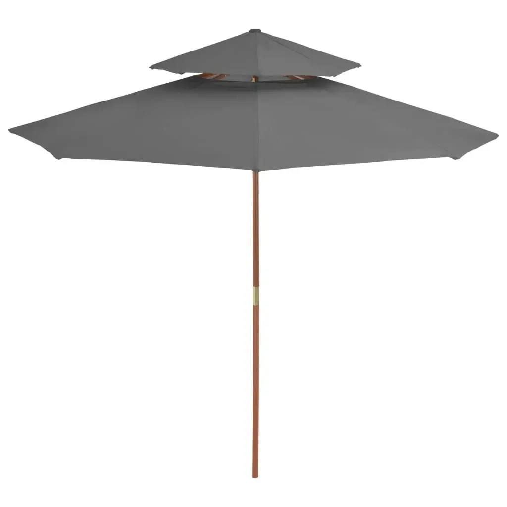 Double Decker Parasol with Wooden Pole 270 cm Anthracite 44519