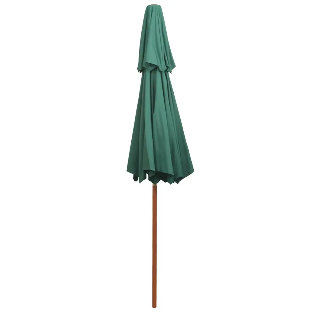 Double Decker Parasol 270x270 cm Wooden Pole Green 42963