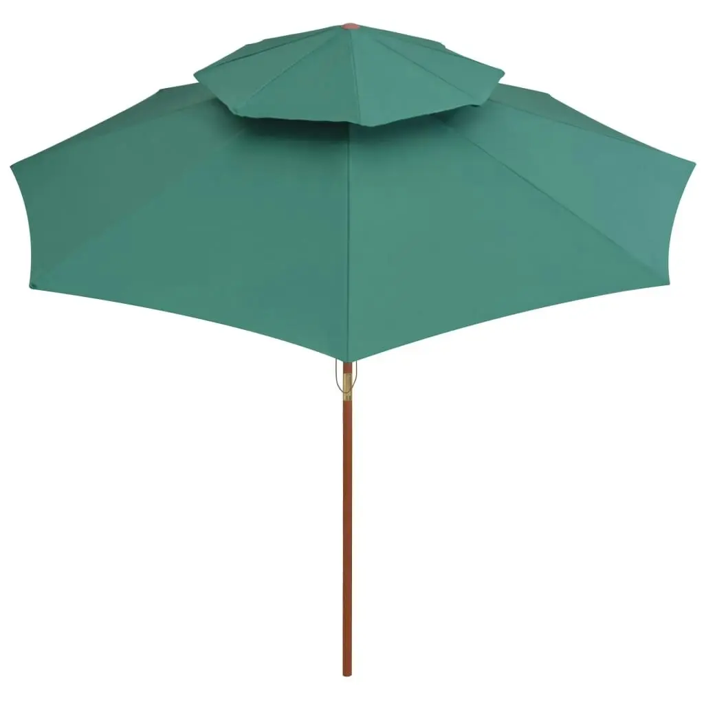 Double Decker Parasol 270x270 cm Wooden Pole Green 42963