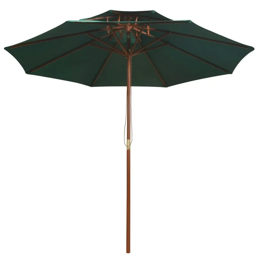 Double Decker Parasol 270x270 cm Wooden Pole Green 42963