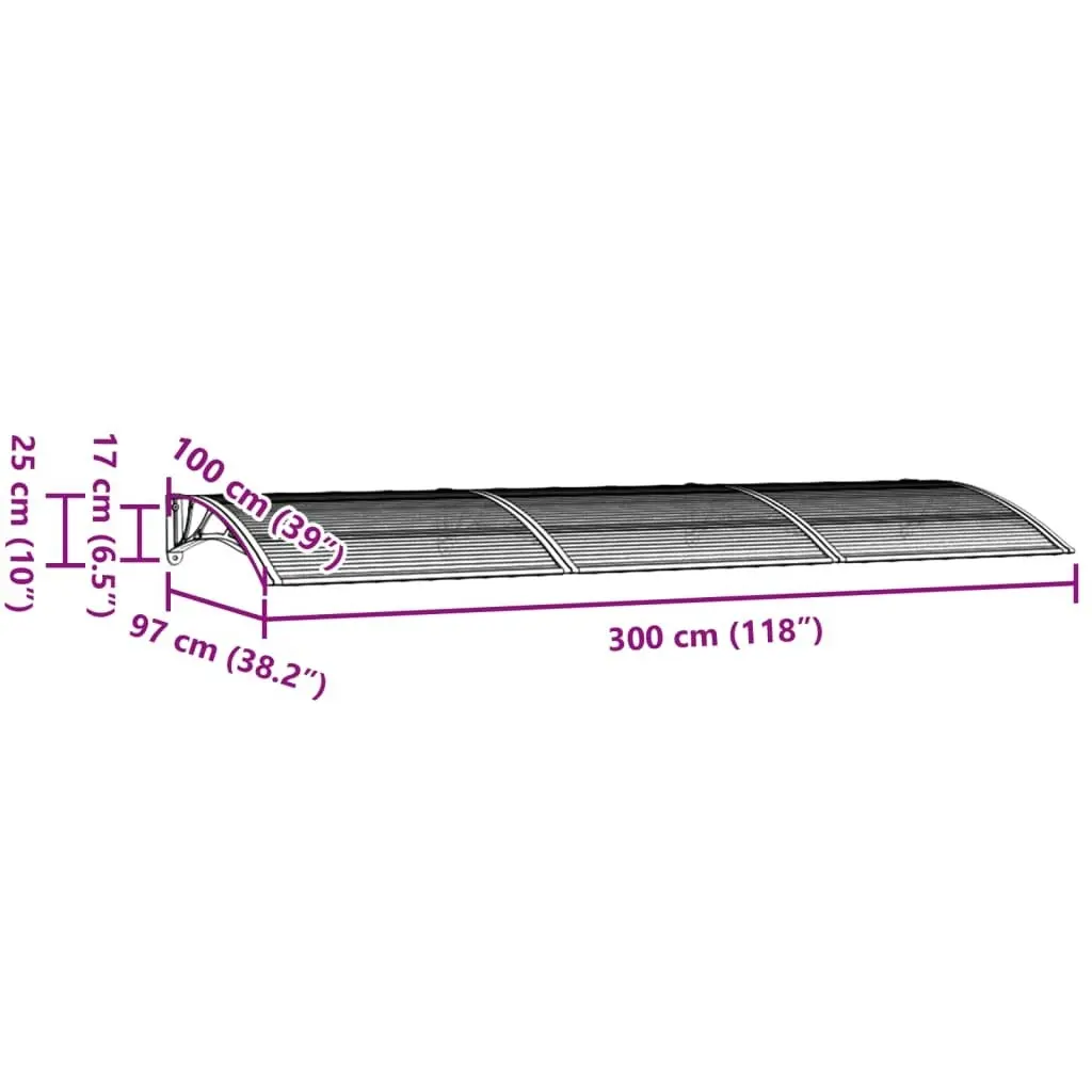 Door Canopy Black 300x100 cm Polycarbonate 153575