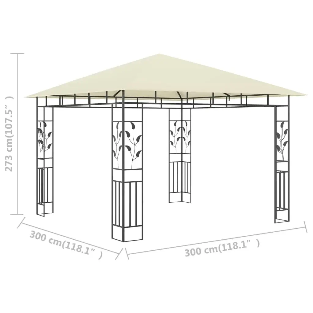 Gazebo with Mosquito Net 3x3x2.73 m Cream 180 g/mÂ² 47969