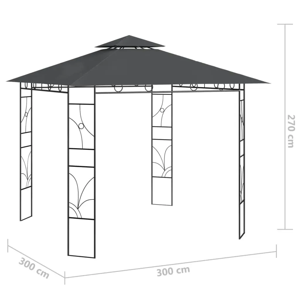 Gazebo 3x3x2.7 m Anthracite 160 g/mÂ² 313914