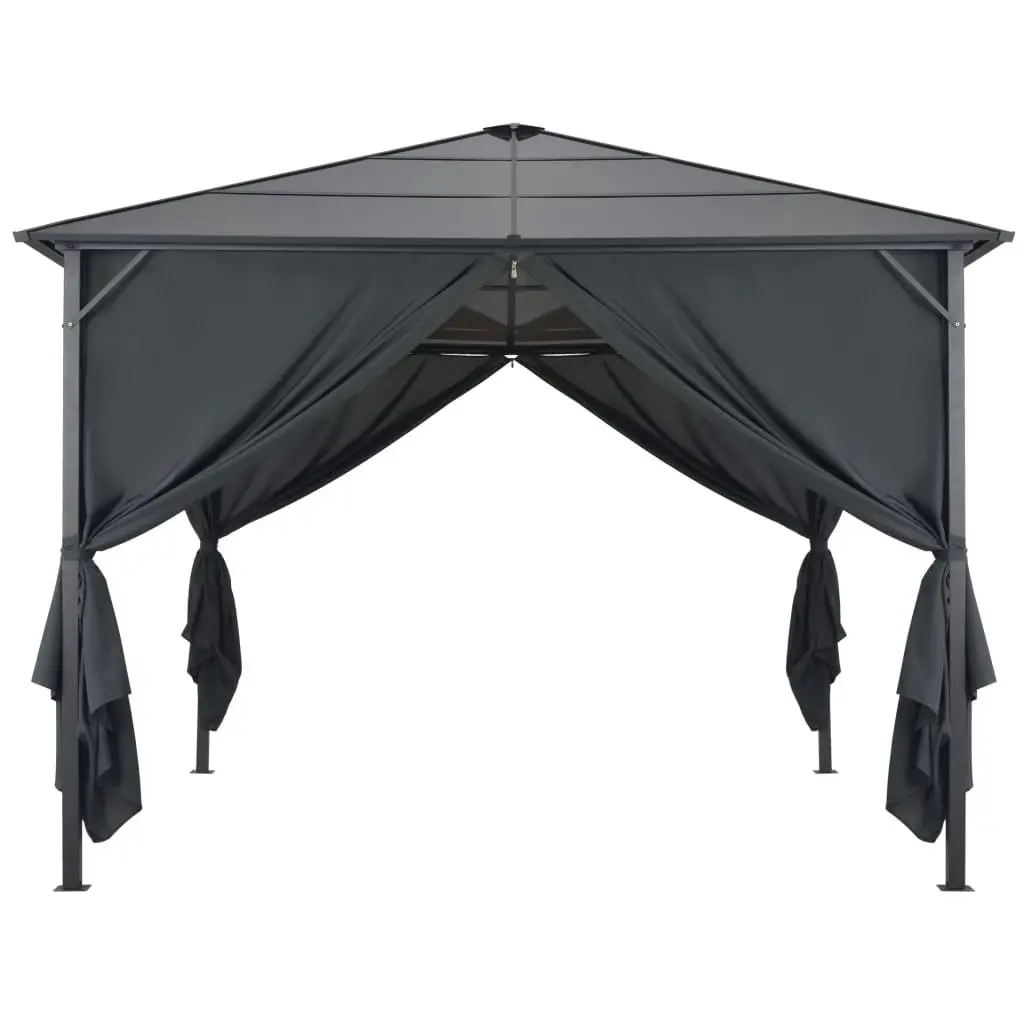 Gazebo with Curtain Aluminium 3x3 m Black 44640