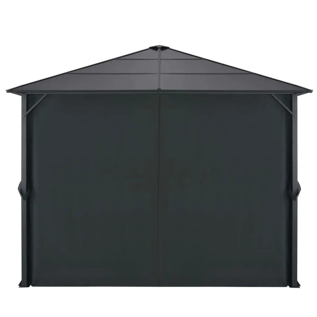 Gazebo with Curtain Aluminium 3x3 m Black 44640