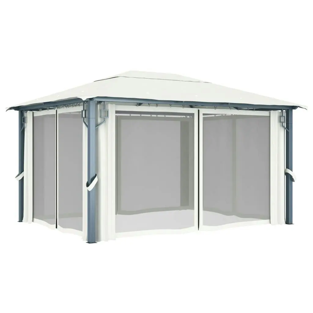 Gazebo with Curtain 400x300 cm Cream Aluminium 48044