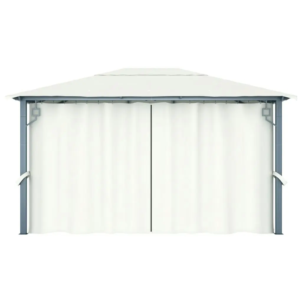 Gazebo with Curtain 400x300 cm Cream Aluminium 48044