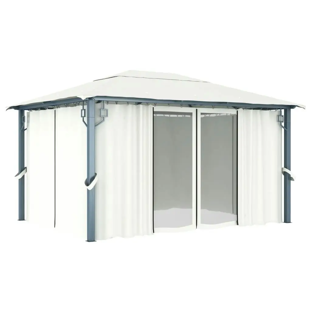 Gazebo with Curtain 400x300 cm Cream Aluminium 48044