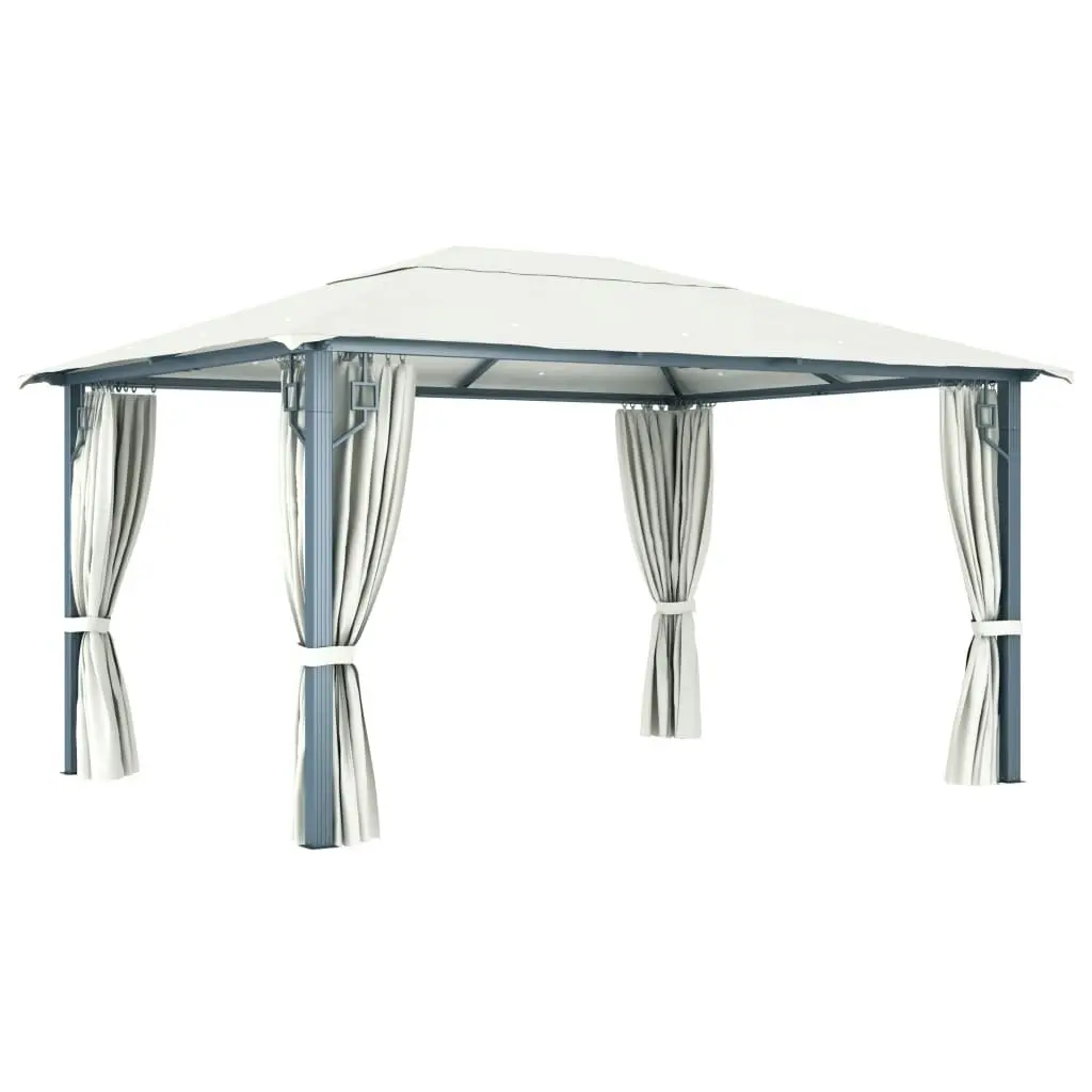 Gazebo with Curtain 400x300 cm Cream Aluminium 48044