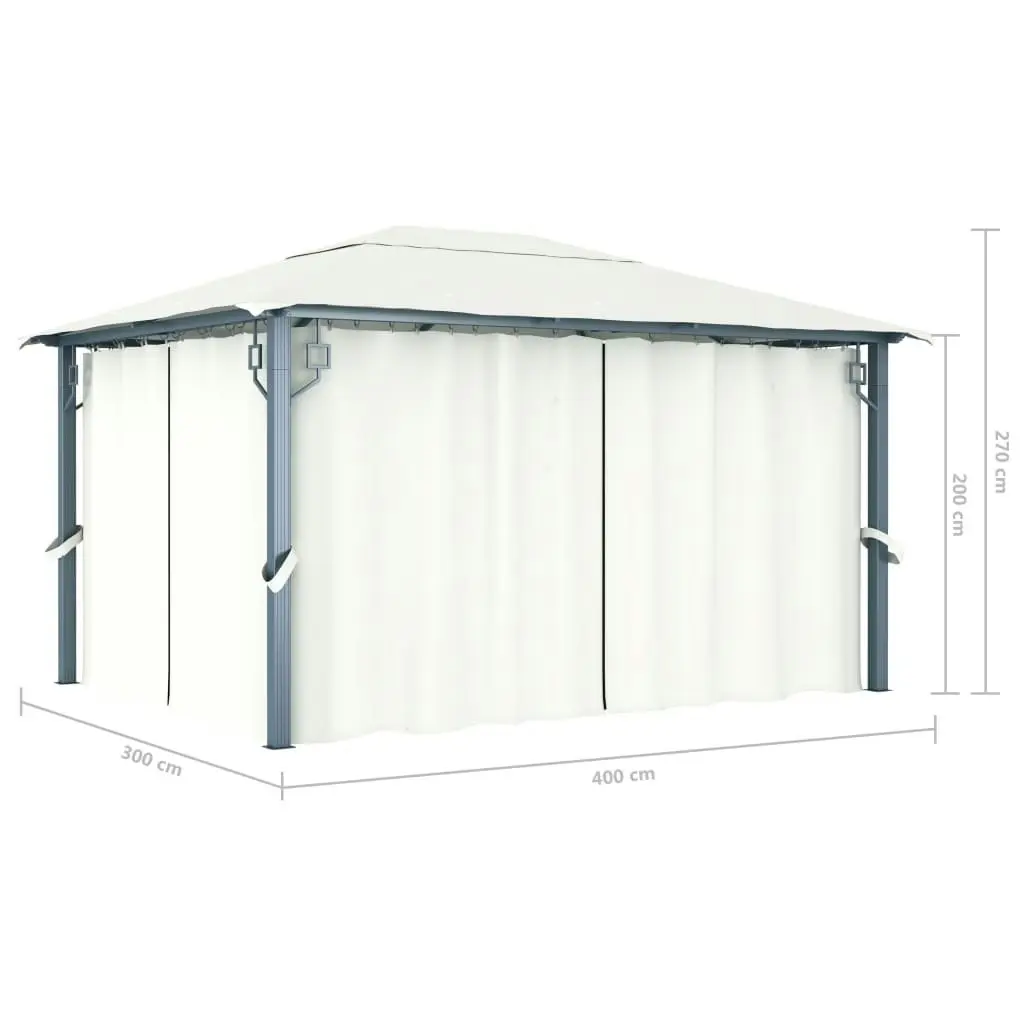 Gazebo with Curtain 400x300 cm Cream Aluminium 48044