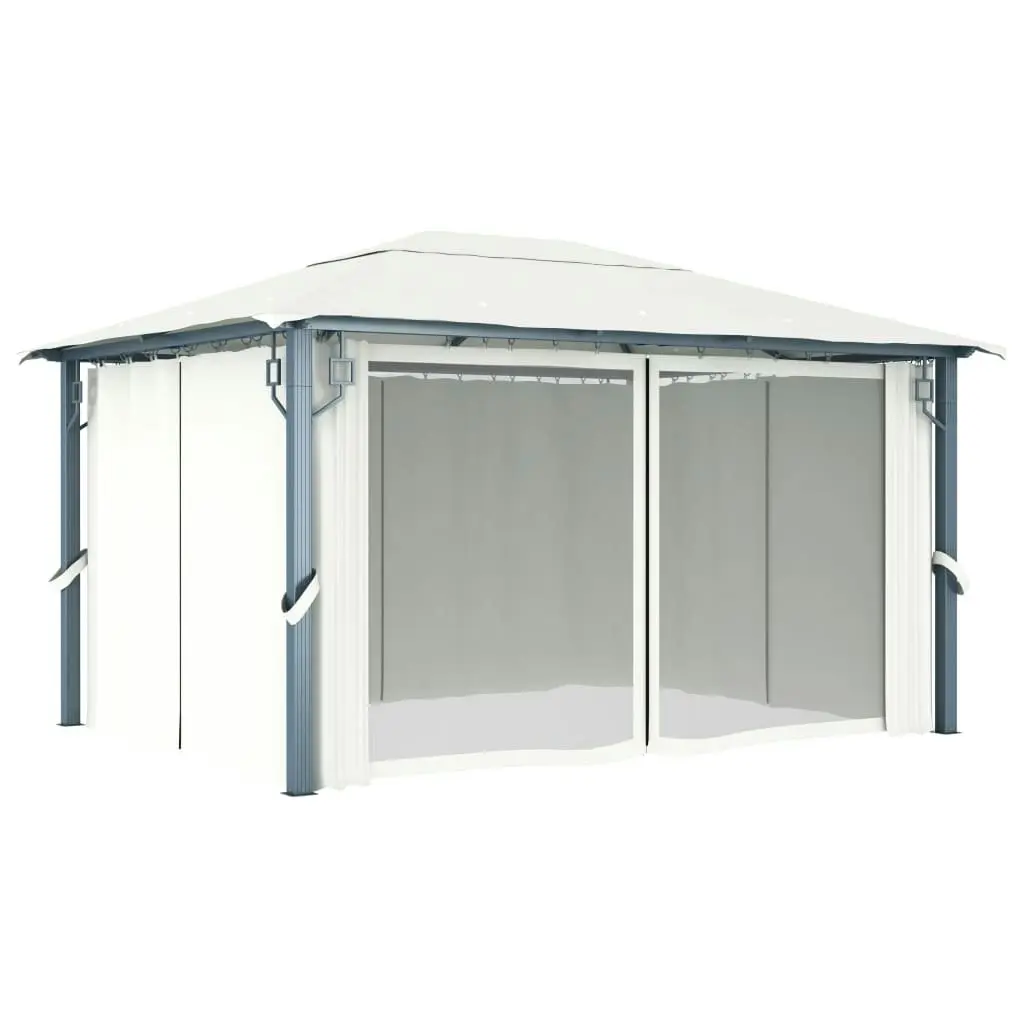 Gazebo with Curtain 400x300 cm Cream Aluminium 48044