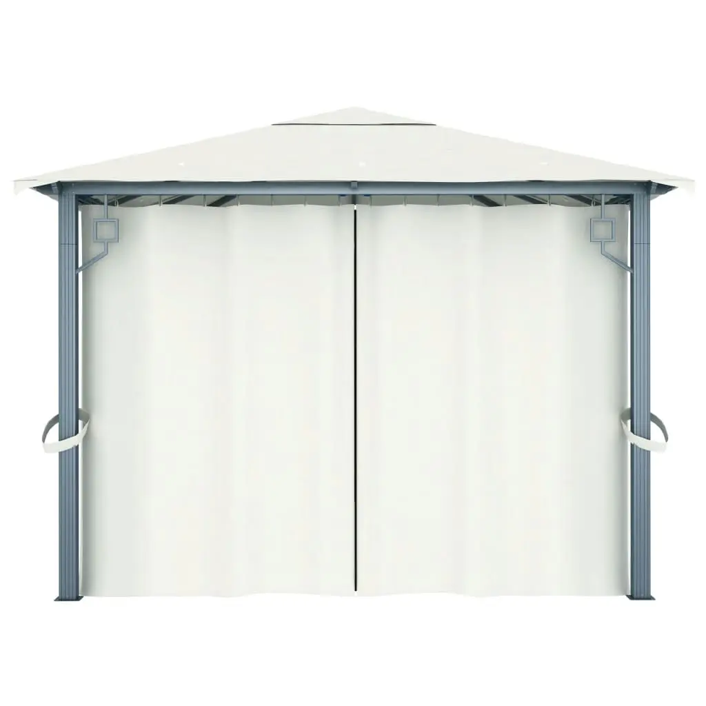 Gazebo with Curtain 400x300 cm Cream Aluminium 48044