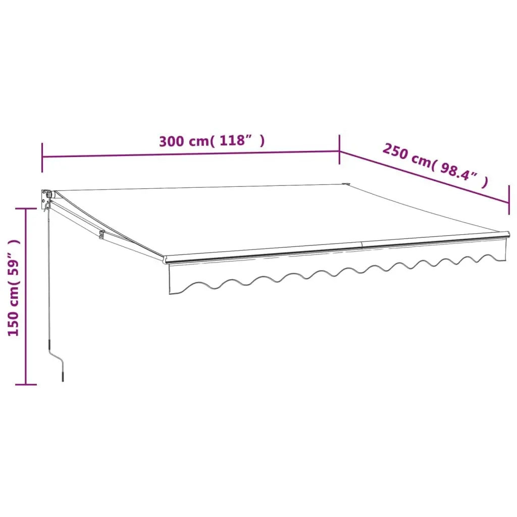 Retractable Awning Cream 3x2.5 m Fabric and Aluminium 3154451