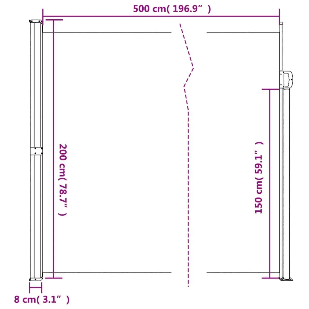 Retractable Side Awning Black 200x500 cm 4004459