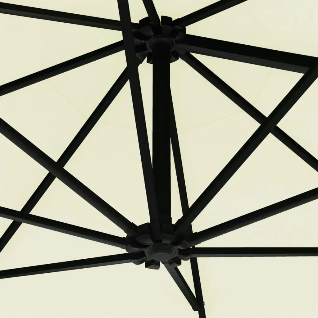 Wall-mounted Parasol with LEDs and Metal Pole 300 cm Sand 312522