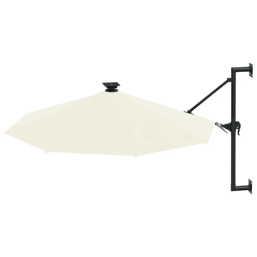 Wall-mounted Parasol with LEDs and Metal Pole 300 cm Sand 312522