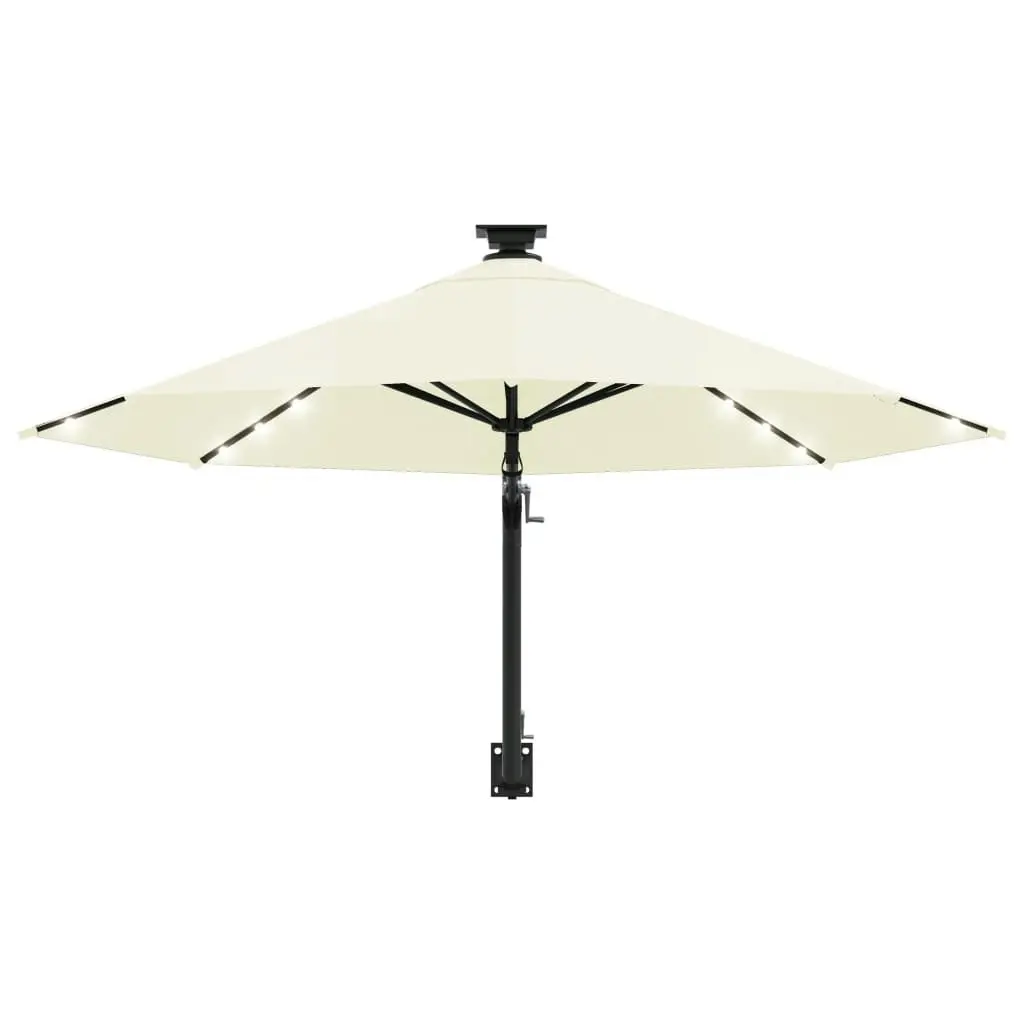 Wall-mounted Parasol with LEDs and Metal Pole 300 cm Sand 312522