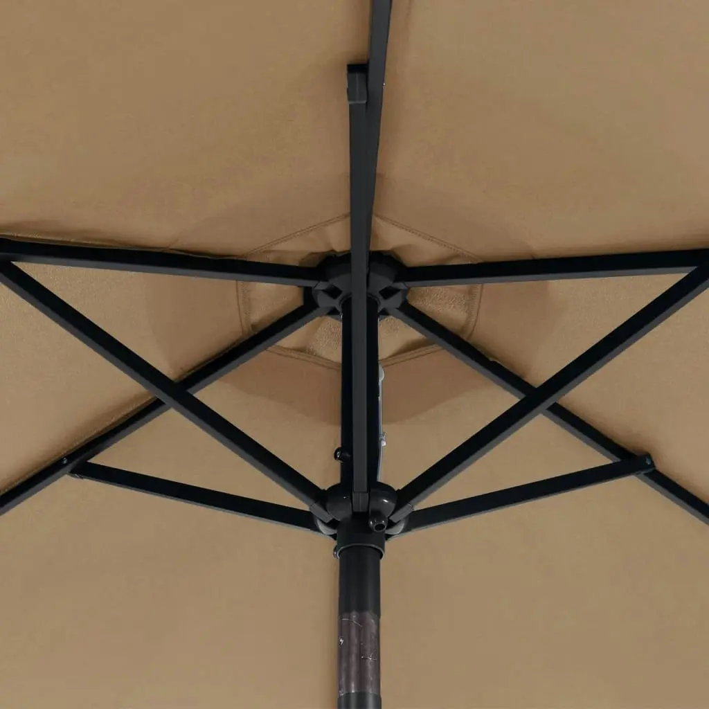 Garden Parasol with LEDs and Steel Pole Taupe 225x225x212cm 4005069