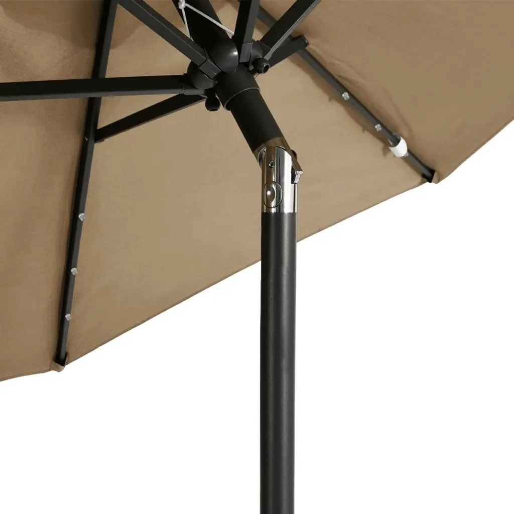 Garden Parasol with LEDs and Steel Pole Taupe 225x225x212cm 4005069