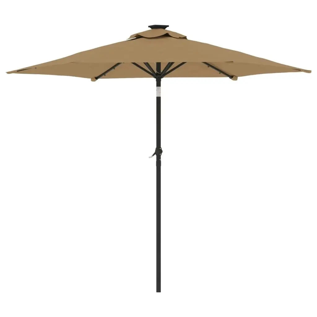 Garden Parasol with LEDs and Steel Pole Taupe 225x225x212cm 4005069