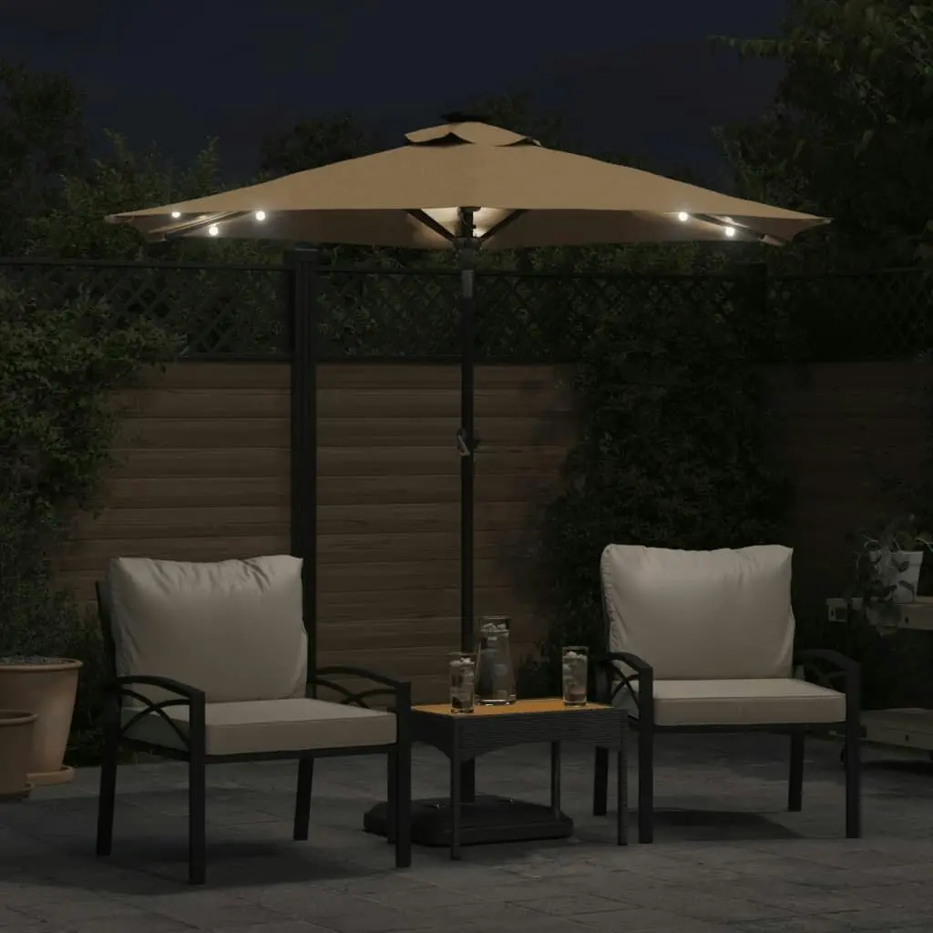 Garden Parasol with LEDs and Steel Pole Taupe 225x225x212cm 4005069