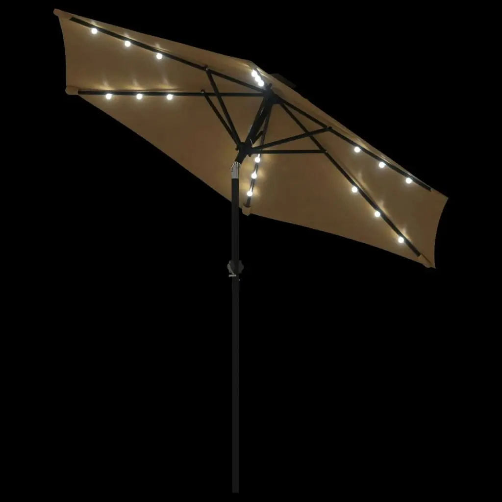 Garden Parasol with LEDs and Steel Pole Taupe 225x225x212cm 4005069