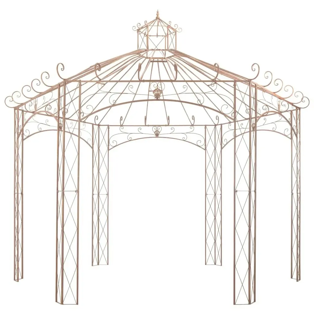 Garden Pavilion Antique Brown 4 m Iron 45439