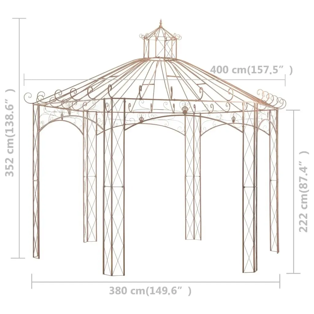 Garden Pavilion Antique Brown 4 m Iron 45439