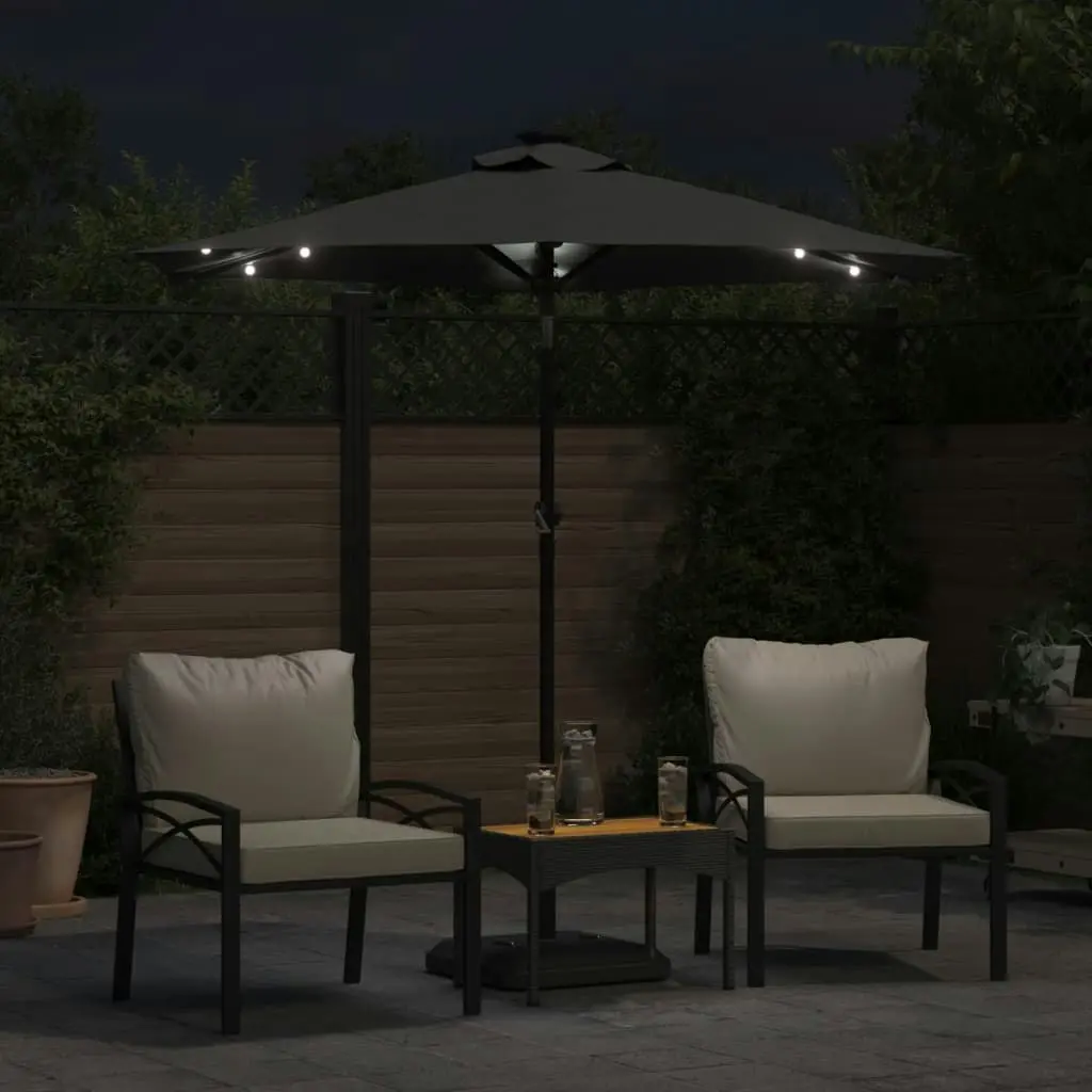 Garden Parasol with LEDs and Steel Pole Anthracite 225x225x212cm 4005068