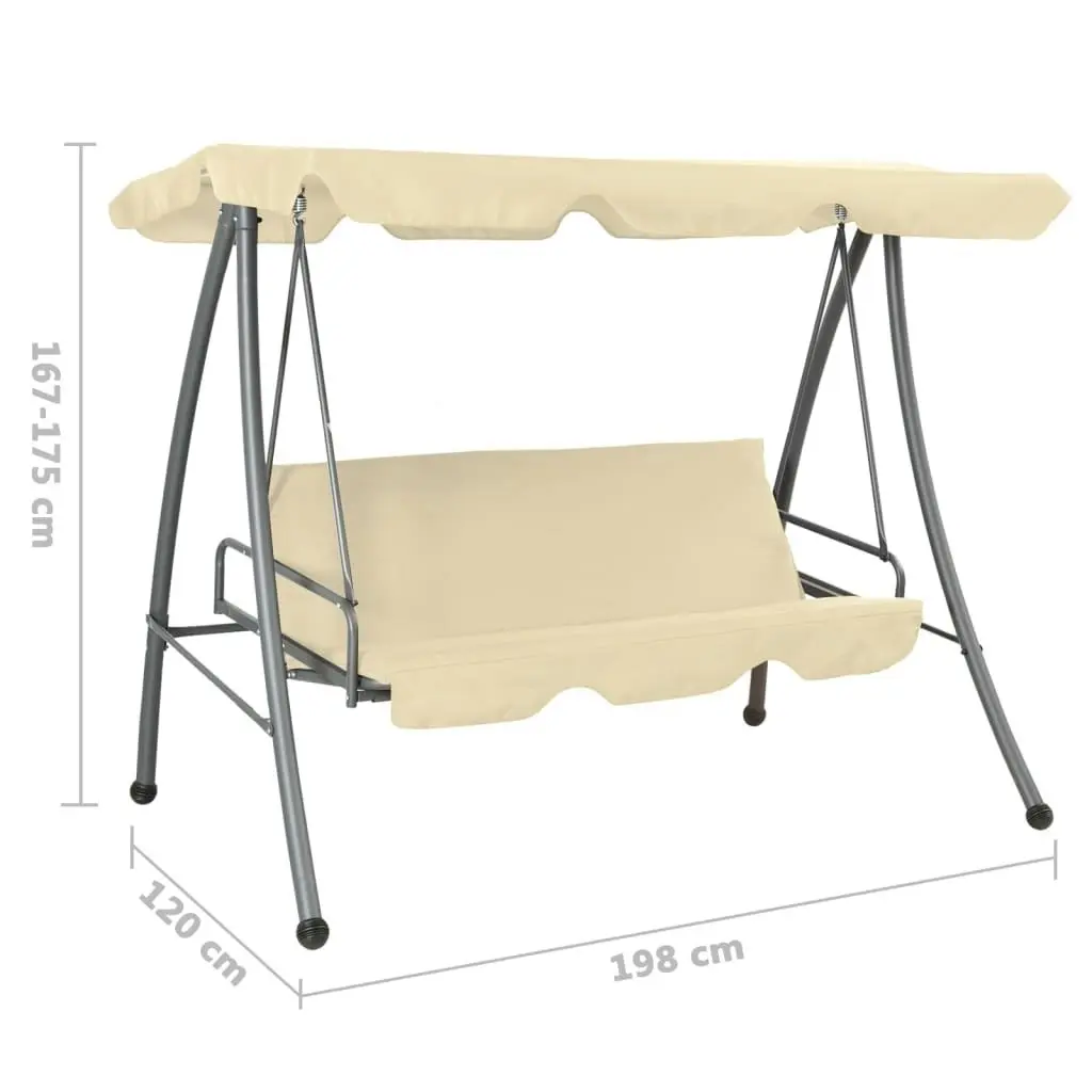 Outdoor Swing Bench with Canopy Sand White 43237