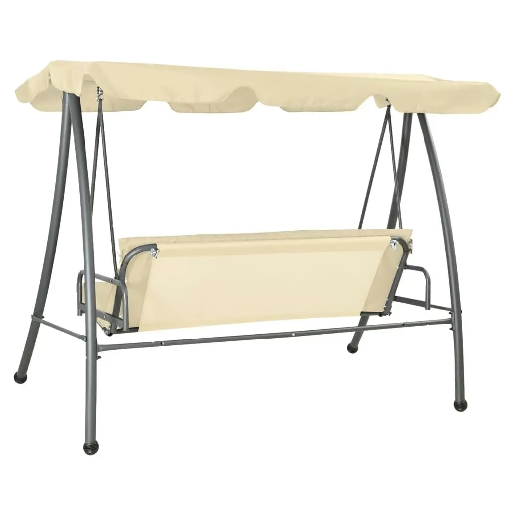 Outdoor Swing Bench with Canopy Sand White 43237