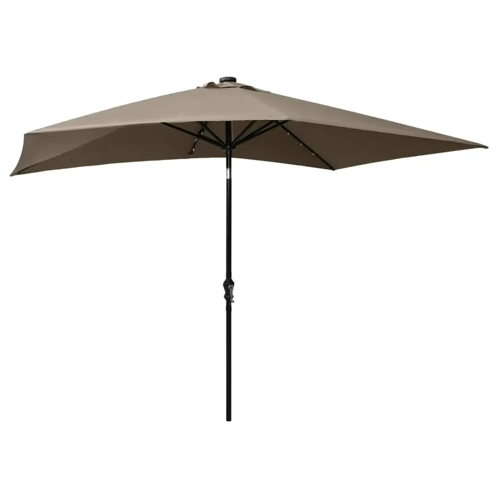 Parasol with LEDs and Steel Pole Taupe 2x3 m 313789