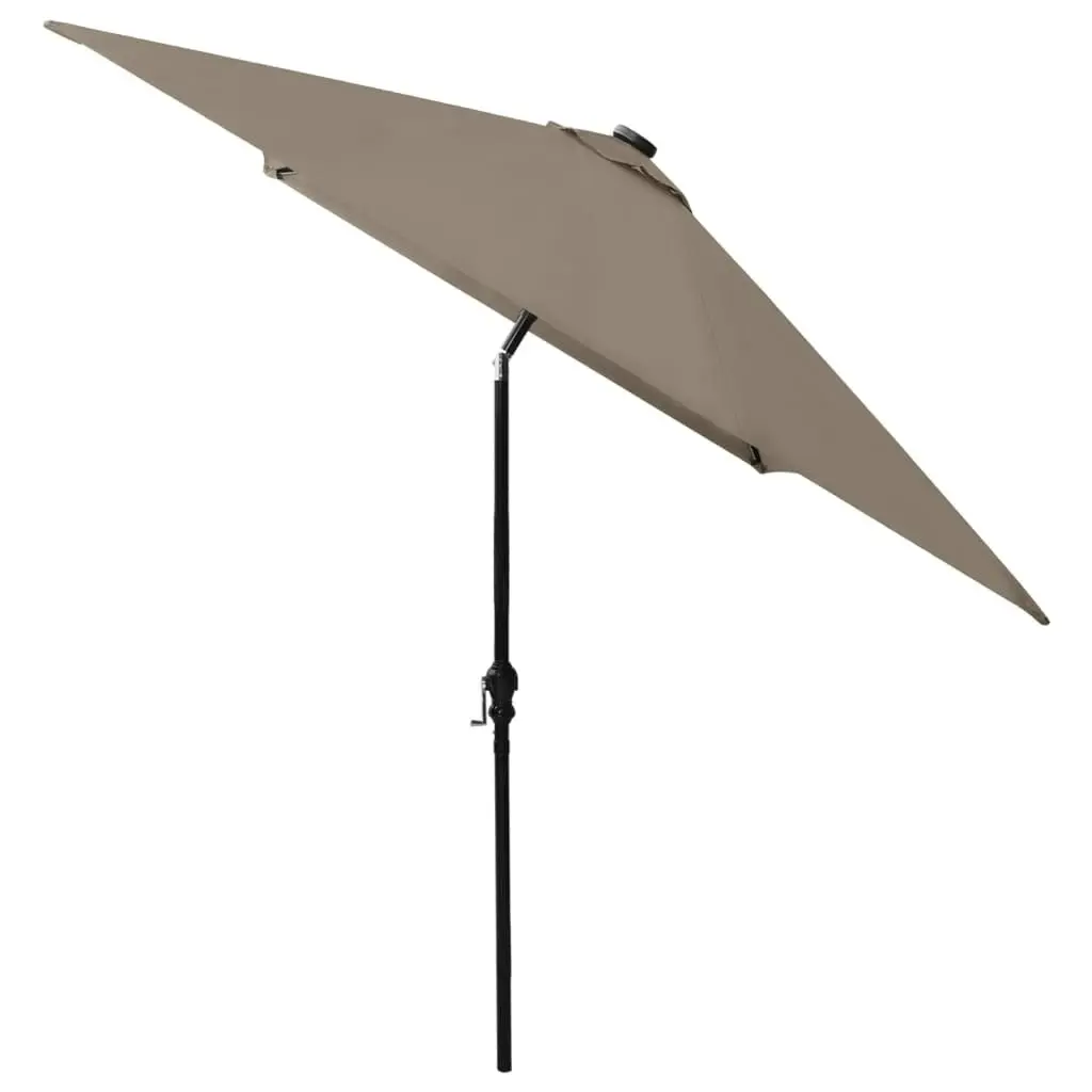 Parasol with LEDs and Steel Pole Taupe 2x3 m 313789