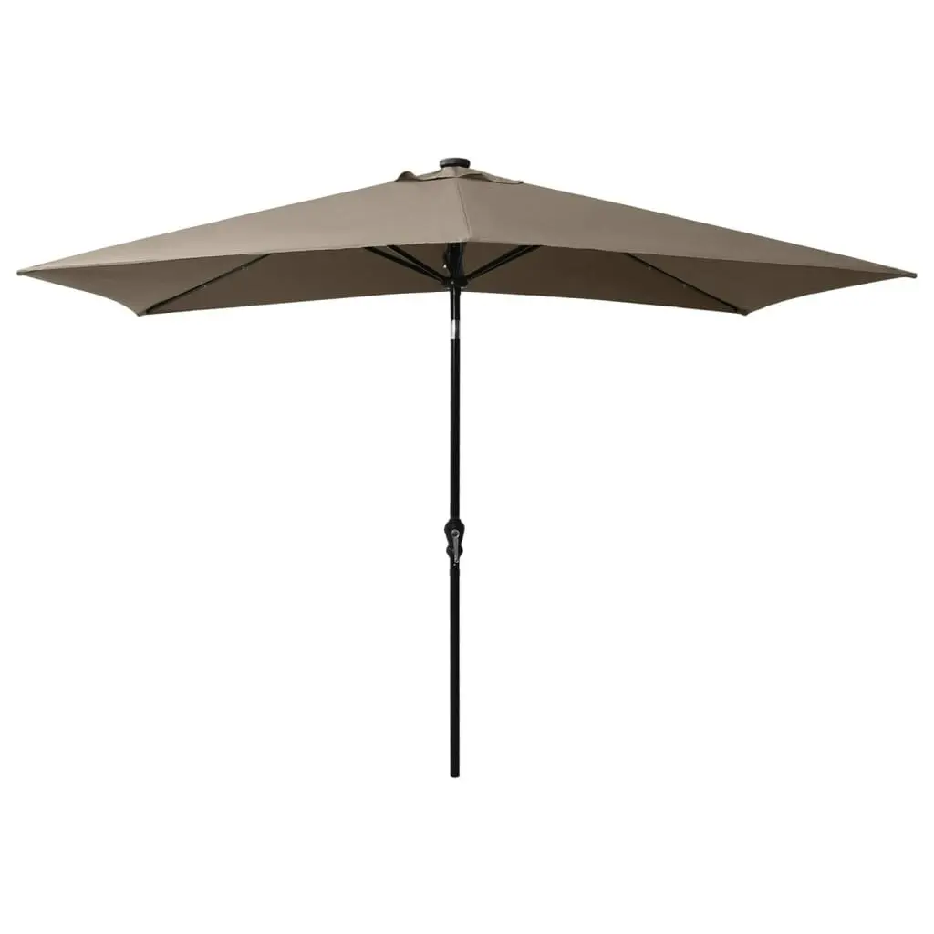 Parasol with LEDs and Steel Pole Taupe 2x3 m 313789