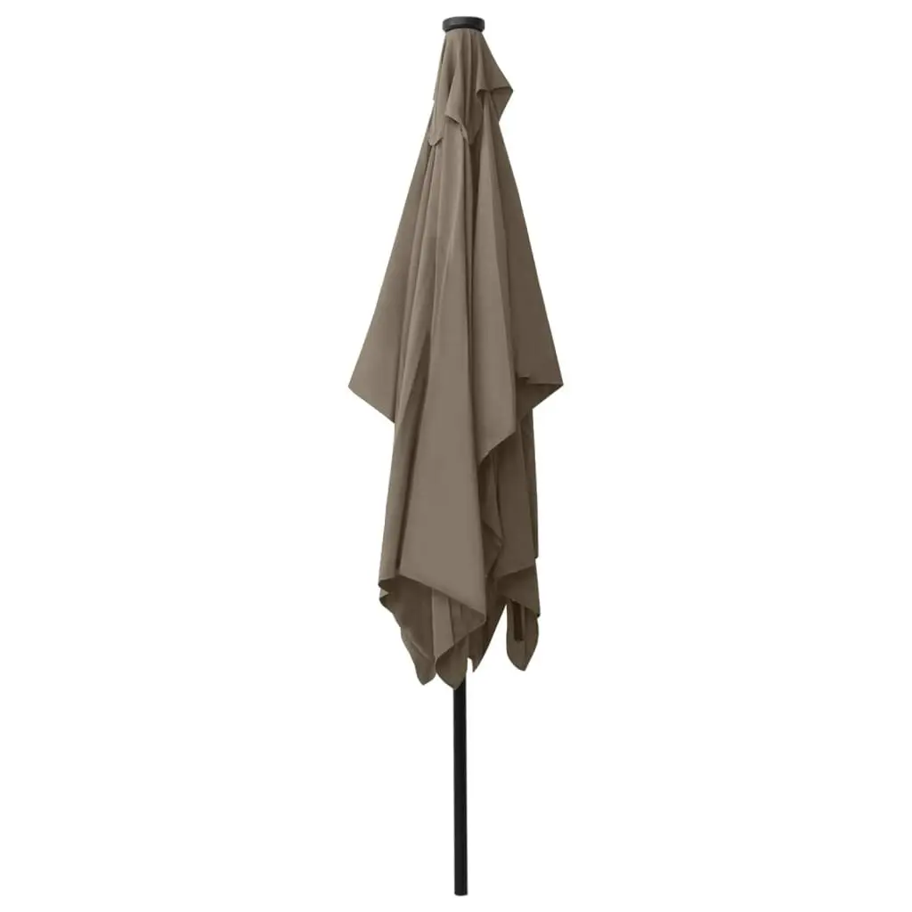 Parasol with LEDs and Steel Pole Taupe 2x3 m 313789