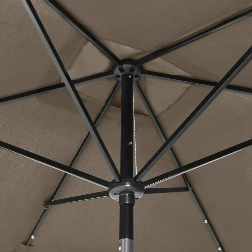 Parasol with LEDs and Steel Pole Taupe 2x3 m 313789