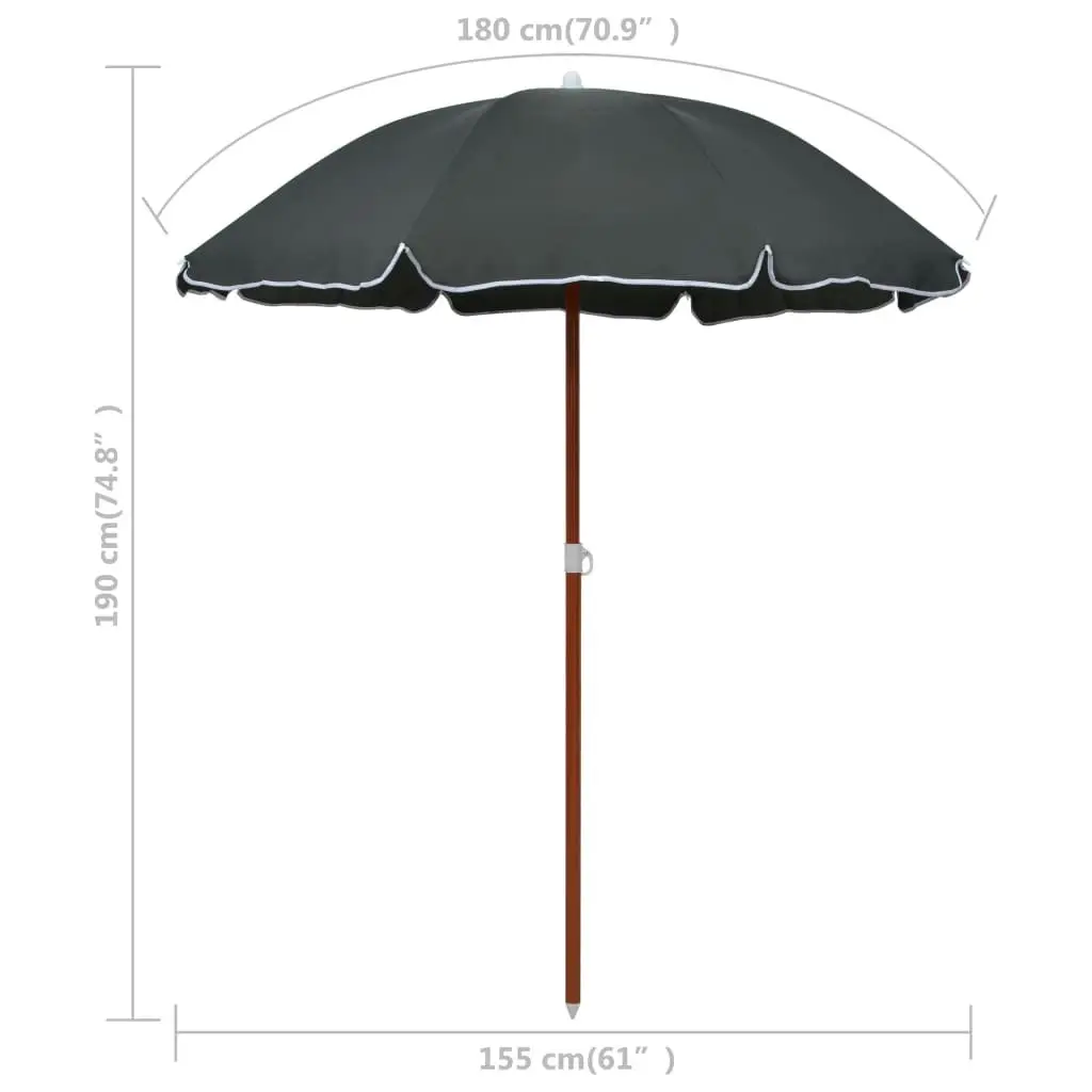 Parasol with Steel Pole 180 cm Anthracite 47804