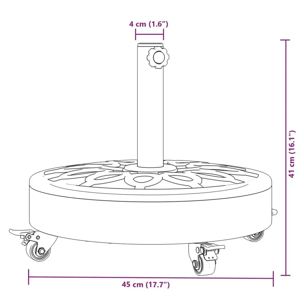 Parasol Base with Wheels for ÃƒËœ38 / 48 mm Poles 27 kg Round 4007976