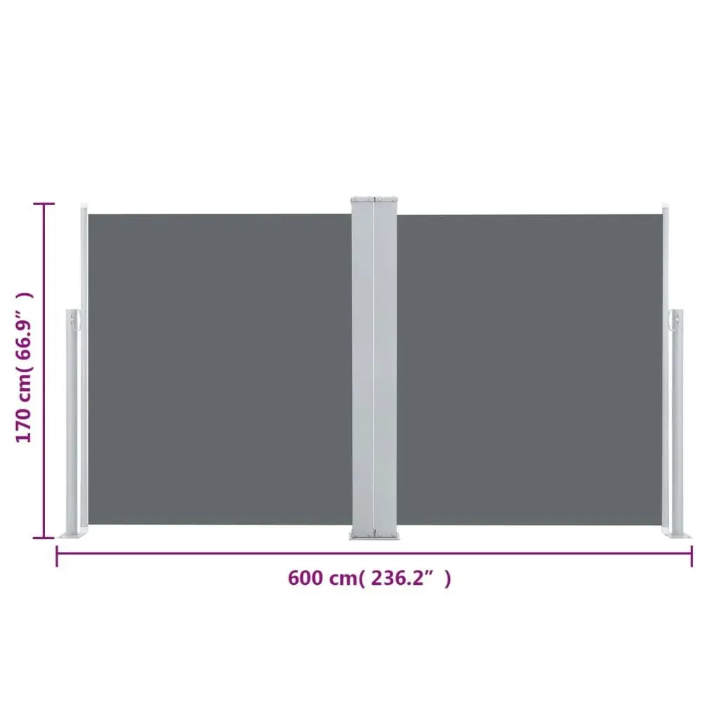 Patio Retractable Double Side Awning 170x600 cm Anthracite 48468