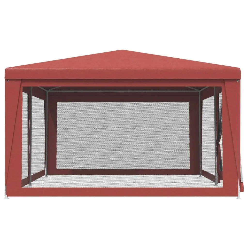 Party Tent with 6 Mesh Sidewalls Red 6x4 m HDPE 319260