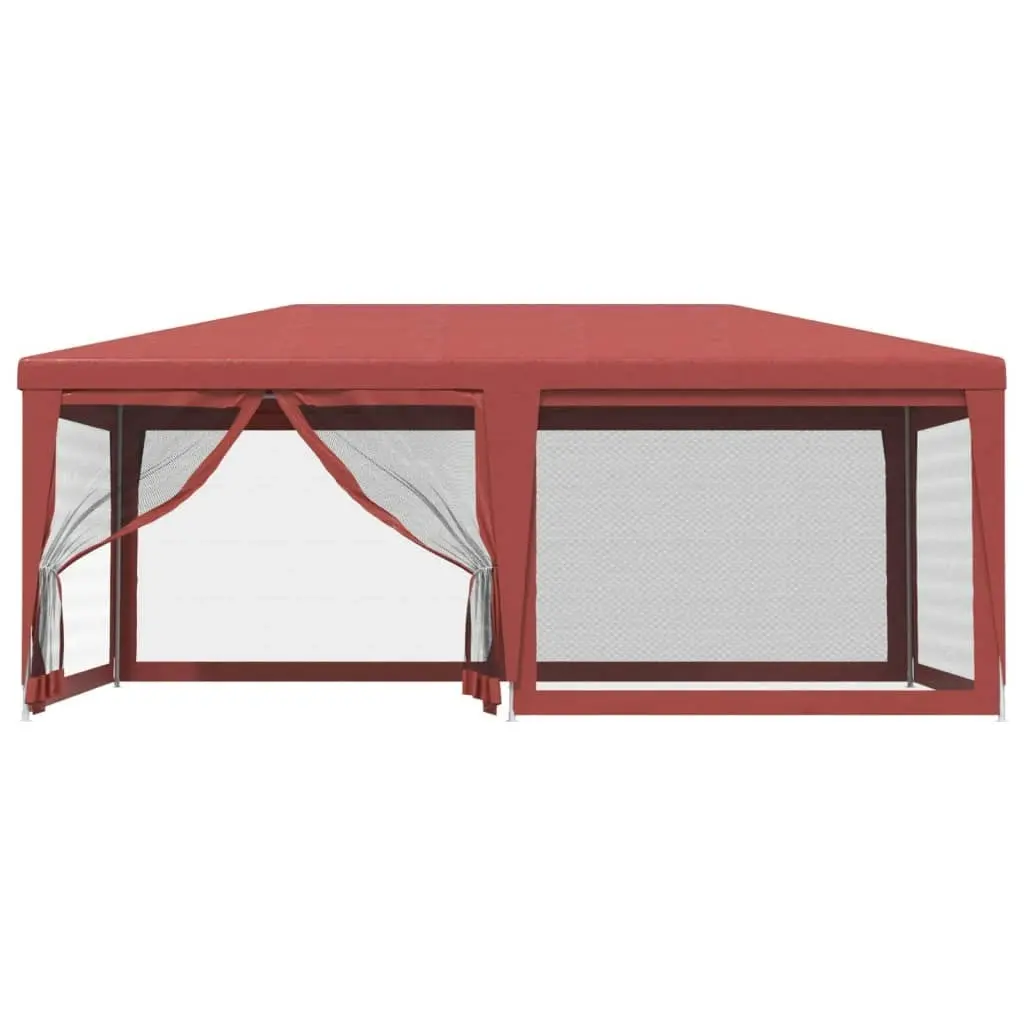 Party Tent with 6 Mesh Sidewalls Red 6x4 m HDPE 319260