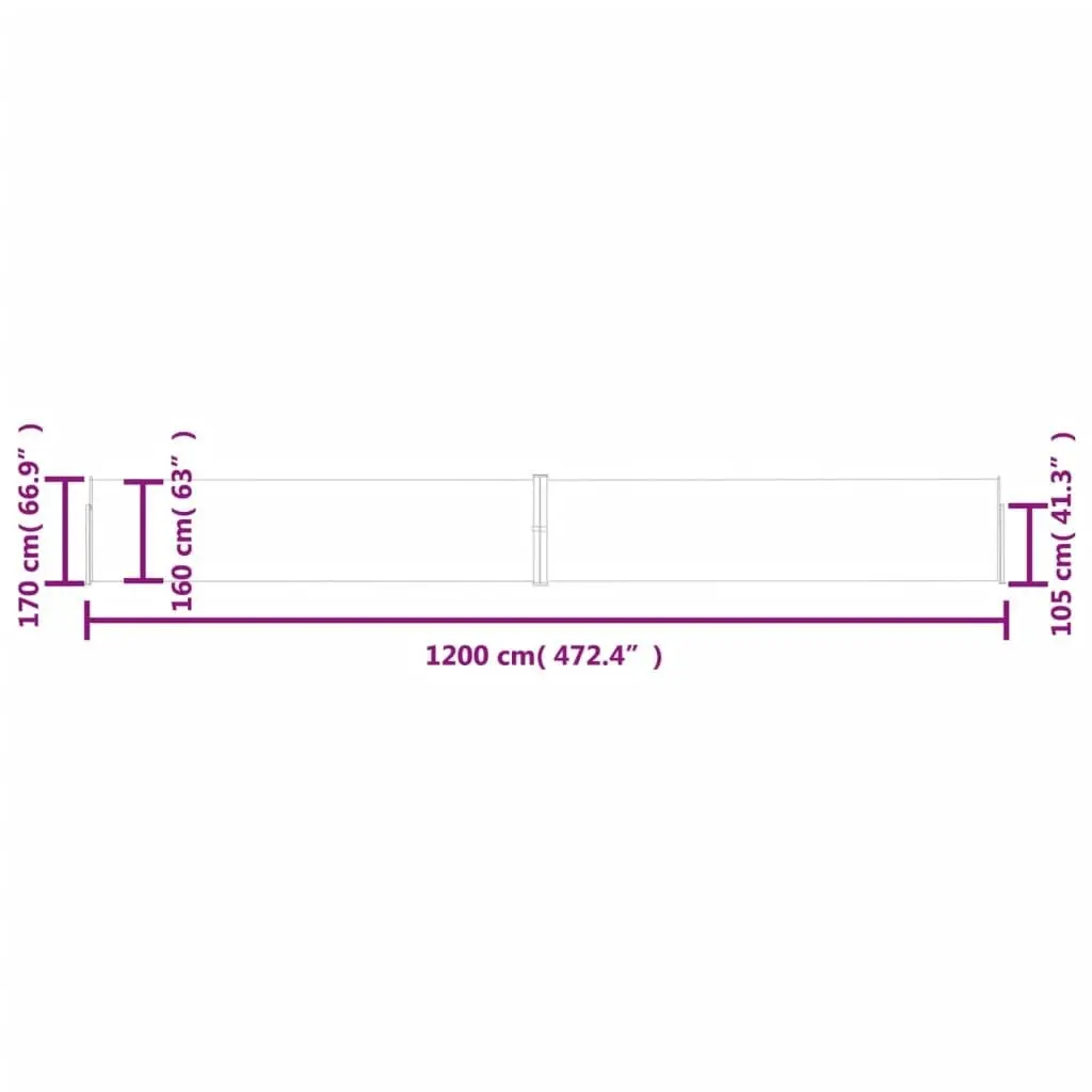 Patio Retractable Side Awning 170x1200 cm Cream 313394