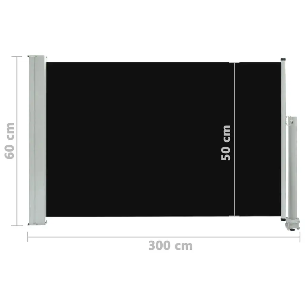 Patio Retractable Side Awning 60x300 cm Black 48352